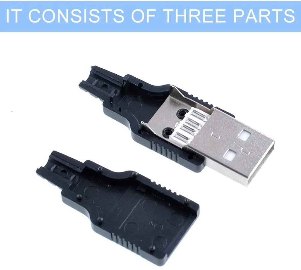 Usb 2.0 a tipo 4 kontaktų kištukas į kištuką, usb 2.0 tipo kištukas, usb 2.0 tipo a 4 kontaktų kištukas į lizdą, usb 2.0 tipo a 4 kontaktų lizdo adapterio kištukas, usb a tipo 4 kontaktų kištukas, skirtas pasidaryk pats kabeliams, 20 rinkinių