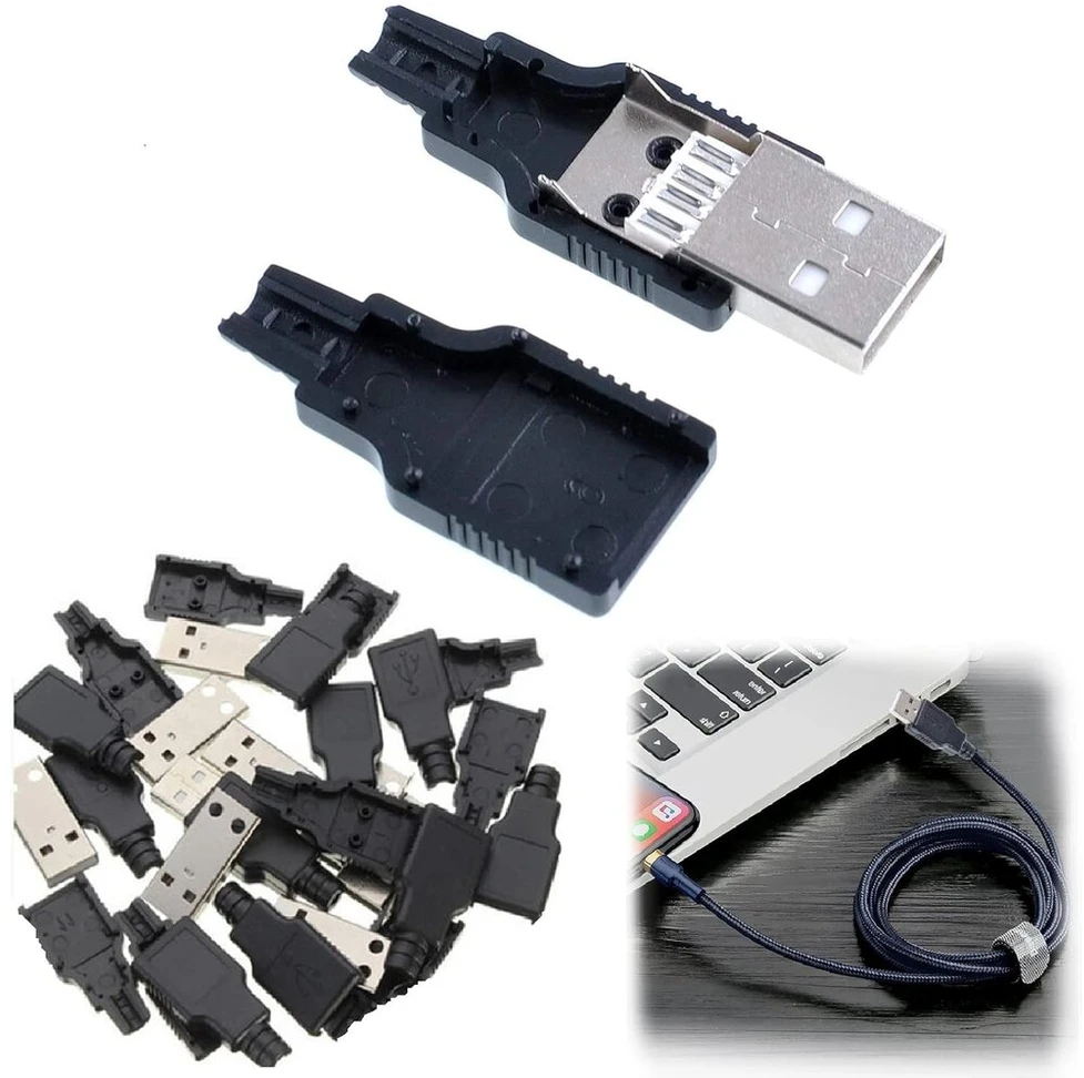 Usb 2.0 a tipo 4 kontaktų kištukas į kištuką, usb 2.0 tipo kištukas, usb 2.0 tipo a 4 kontaktų kištukas į lizdą, usb 2.0 tipo a 4 kontaktų lizdo adapterio kištukas, usb a tipo 4 kontaktų kištukas, skirtas pasidaryk pats kabeliams, 20 rinkinių
