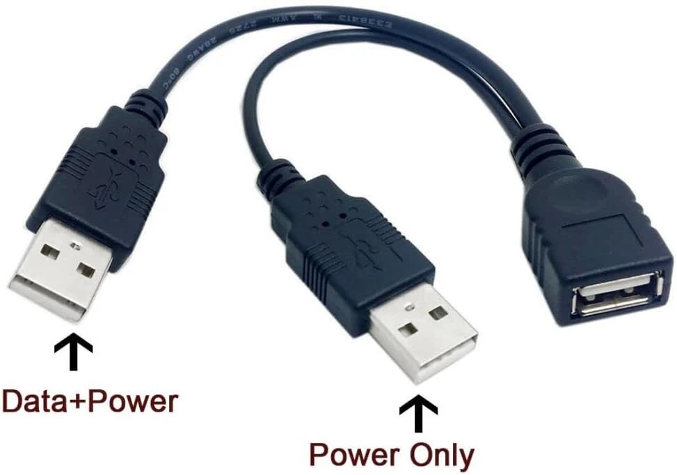Usb 2.0 Y tipo prailgintuvas su papildomu maitinimo prievadu