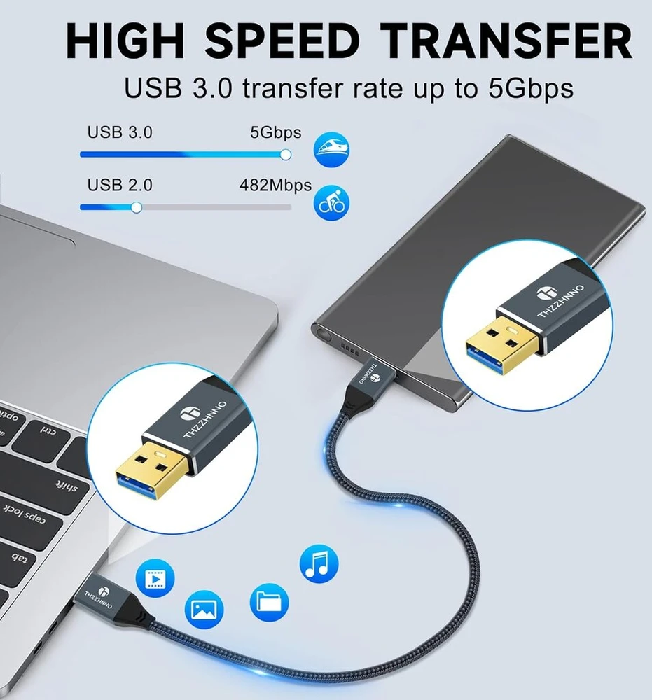 Usb 3.0 A-a kabelis, 2m, 5gbps