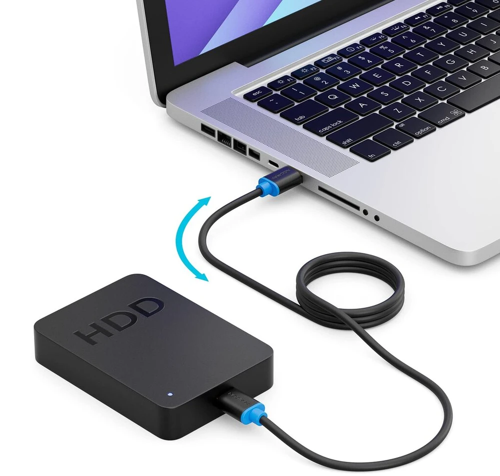 Usb 3.0 A/a kabelis – juodas/mėlynas