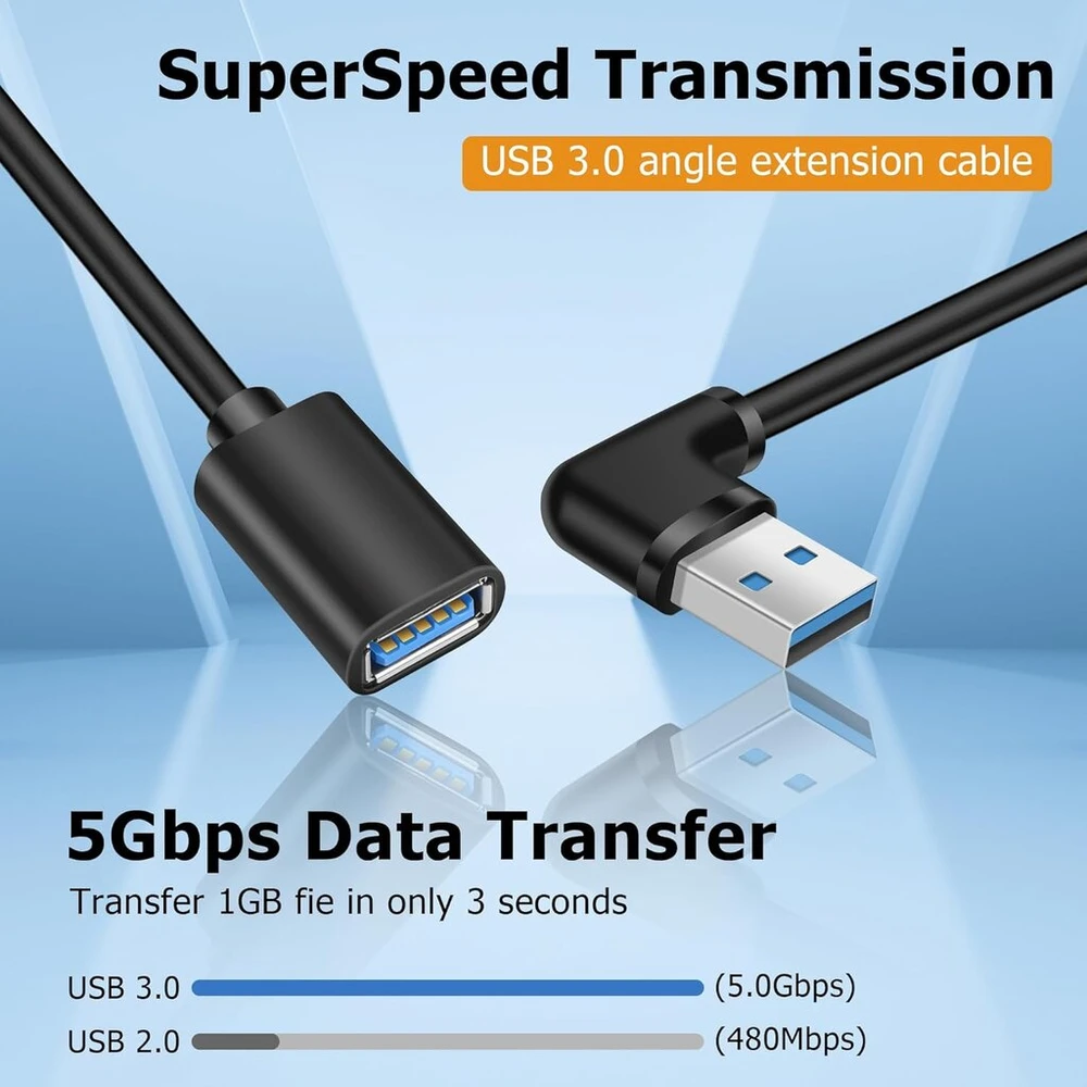 Usb 3.0 Kampinis Prailgintuvas 90° 15cm (2 vnt.)