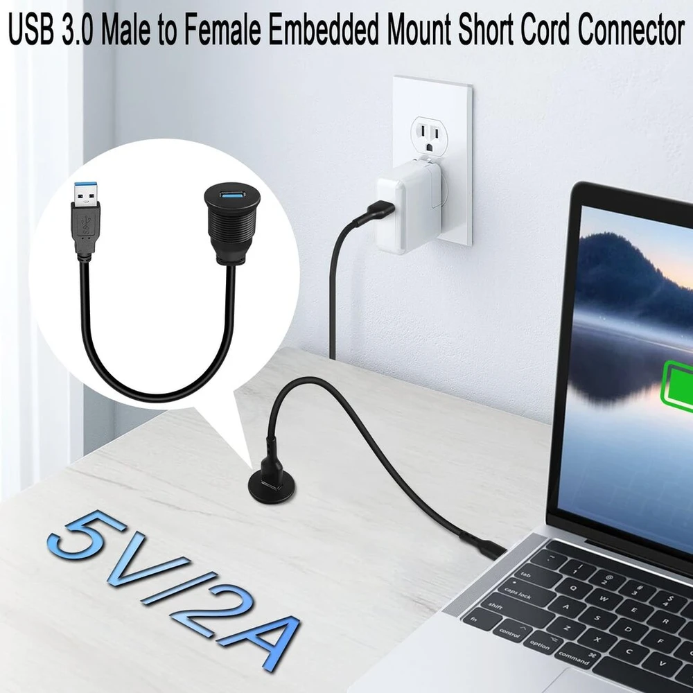 Usb 3.0 prailginimo laidas su tvirtinimu, 5gbps, 30cm