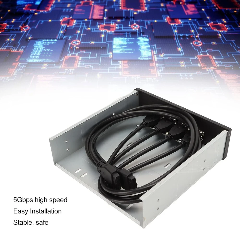 Usb 3.0 šakotuvas, 4 prievadų priekinė panelė į pagrindinę plokštę, 5.25 colio 5 gbps didelio greičio 19 kontaktų optinio įrenginio skydelis, plug and play, suderinamas su windows 11, 10, 8.1, 8, 7, vista, xp, pc kompiuteriams