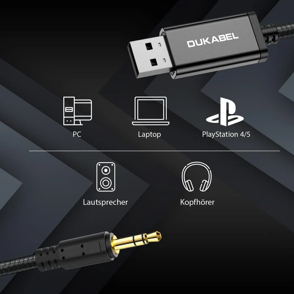 Usb A į 3.5mm stereo jungties laidas, 2.4m