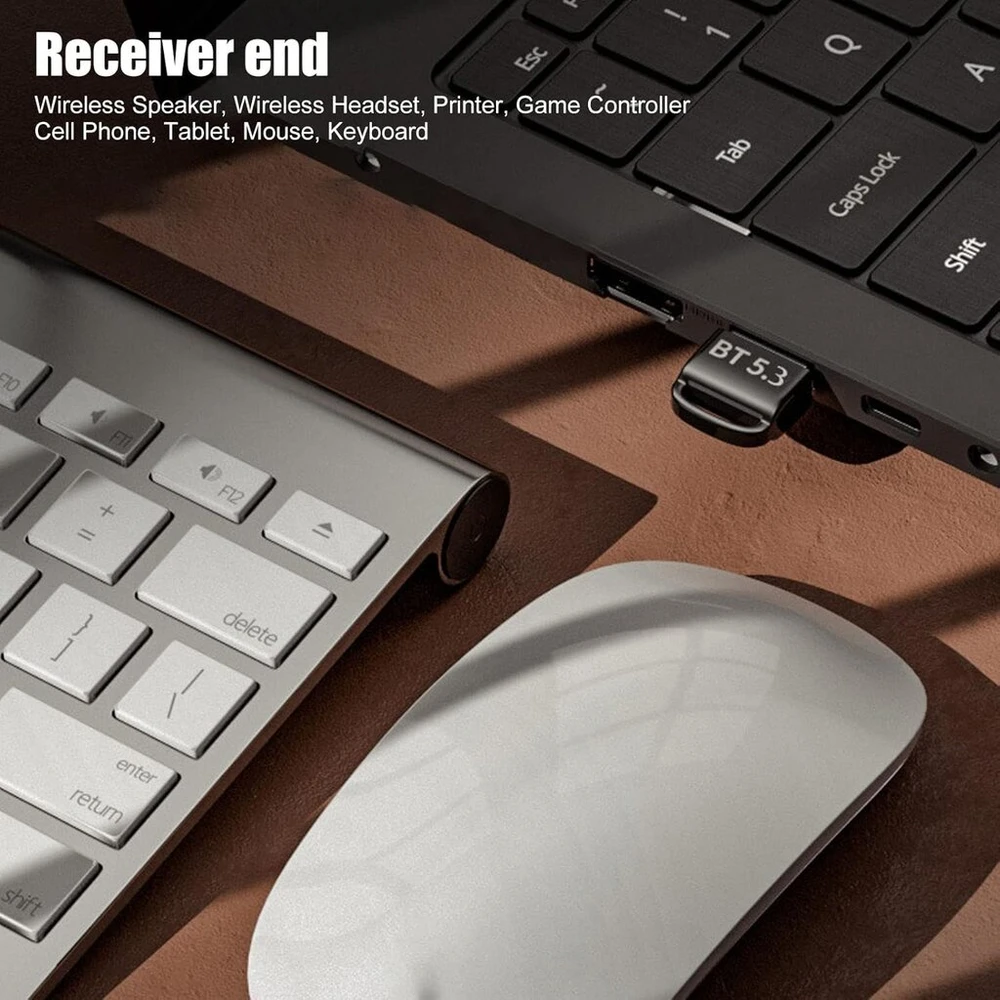 Usb bluetooth adapteris kompiuteriui, 5.3 bluetooth dongle, siųstuvas, imtuvas, usb adapteris, stabilus automatinis susiejimas, paauksuota jungtis, palaikymas windows 8.1 10 11 pc