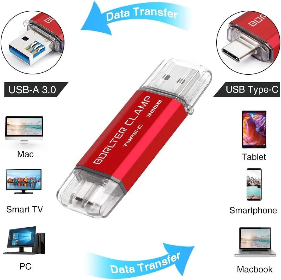 Usb-c 32gb Otg 2in1 atmintinė, Usb 3.0, raudona