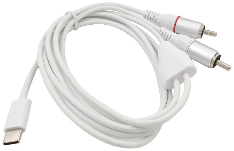 Usb C į 2 Rca Audio Kabelis, 1m, Baltas