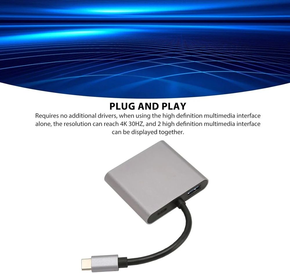 Usb c į dual hdmi adapteris, 4 viename doko stotis su hdmi + usb 3.0 + 100w pd įkrovimo prievadu, 4k@30hz usb c į hdmi keitiklis, palaiko veidrodinį ir išplėstinį režimus, plug and play