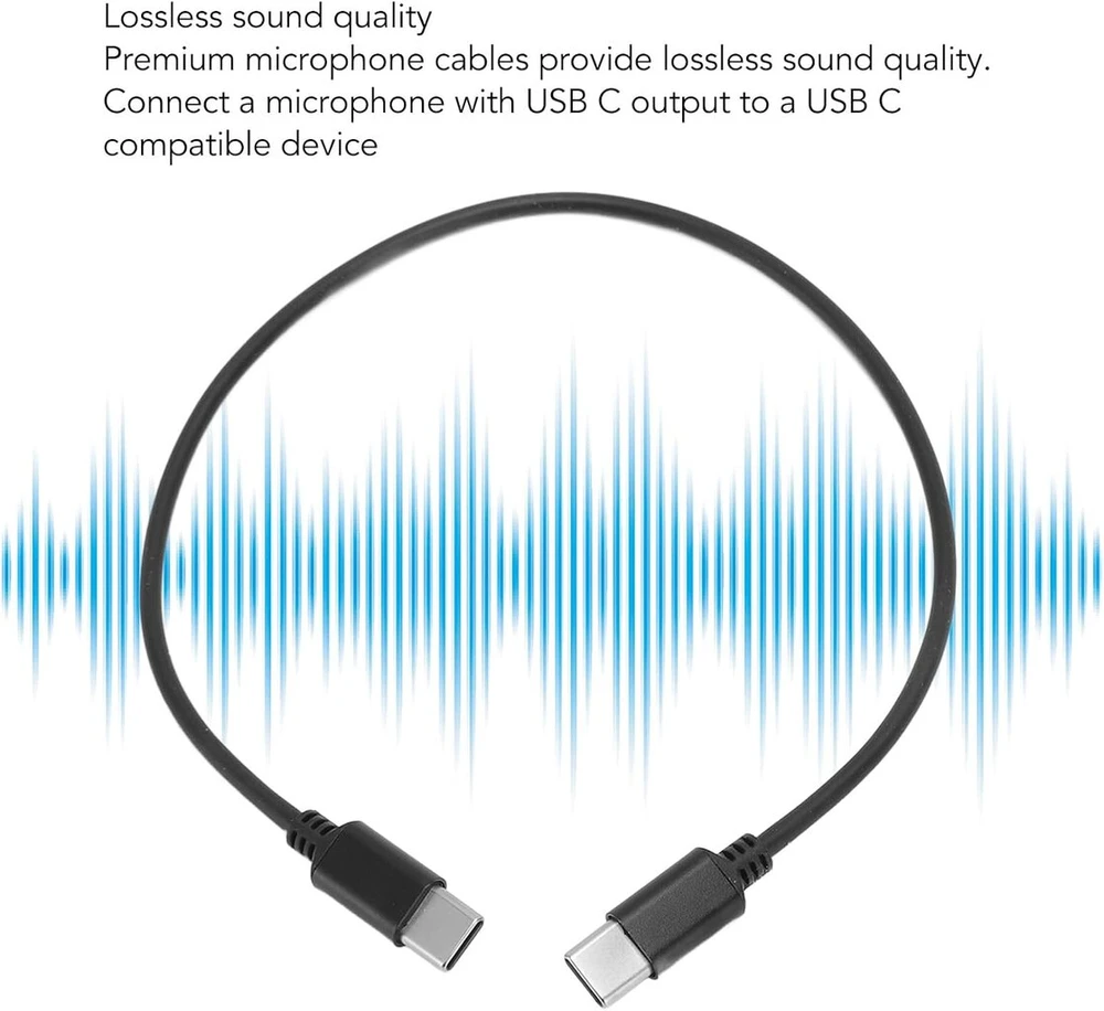 Usb c į usb c kabelis 30cm type c į type c mikrofono kabelis jungia belaidį atvartinį mikrofoną usb c mikrofonas su telefono kabeliu, skirtas rode wireless go ii, skirtas lark