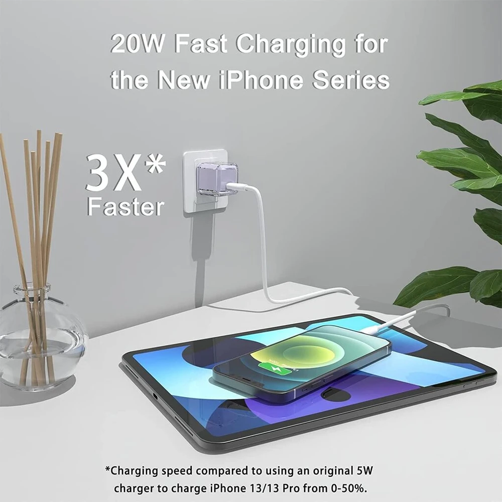 Usb c įkroviklis 20w pd 3.0 greitas mini įkroviklis, skirtas iphone 14/14 pro/14 pro max/13/13 mini/13 pro/13 pro max/12/12 mini, galaxy/pixel 4/3, ipad pro/air ipad mini, be kabelio (levandų spalvos)