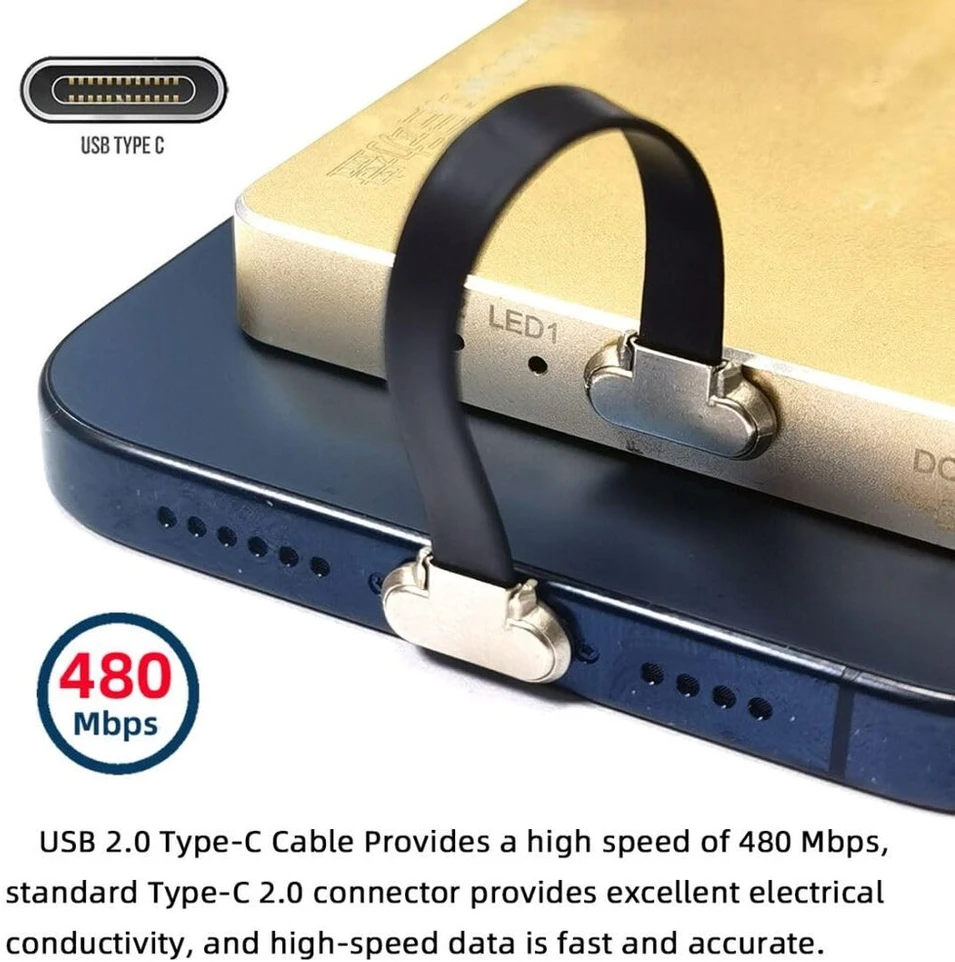 Usb-c kampinis 90 laipsnių 65w Pd greito įkrovimo laidas 75mm