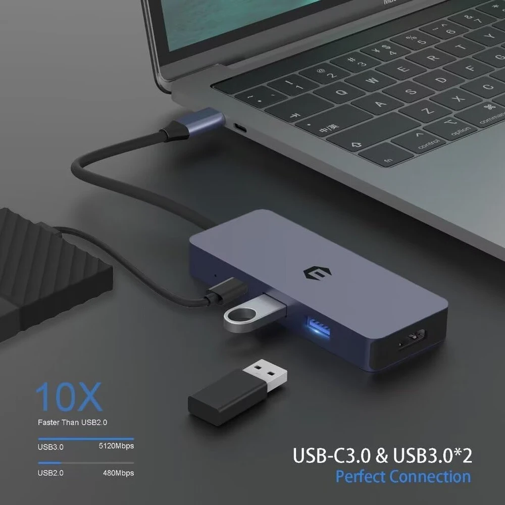 Usb-c šakotuvas su 7 prievadais ir 4k Hdmi