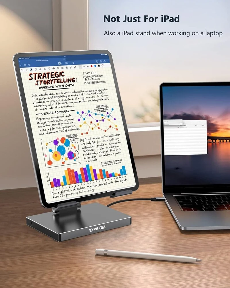 Usb c stovo tipo šakotuvas, 9-in-1 adapteris, skirtas ipad pro m4 m2 13 12.9 11 colių doko stotis sulankstoma su 4k 60hz hdmi, rj45 gigabit ethernet, sd/tf kortelių skaitytuvu, 3 usb 3.0, 3.5 mm audio, ipad air