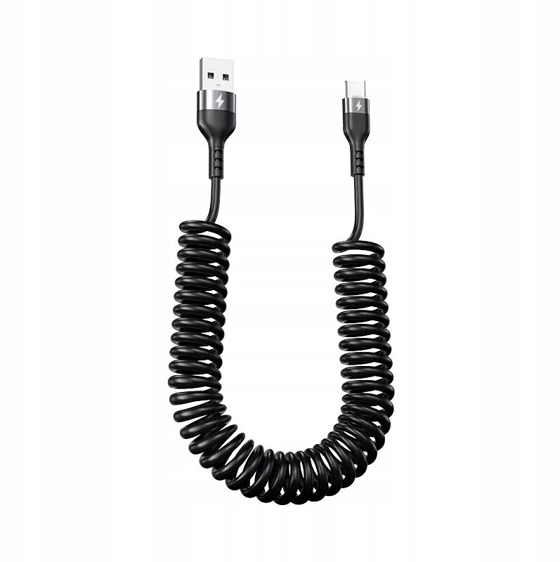 Usb-c tipo c - usb spiralinis spyruoklinis kabelis 1m 66w 5a greitas įkrovimas