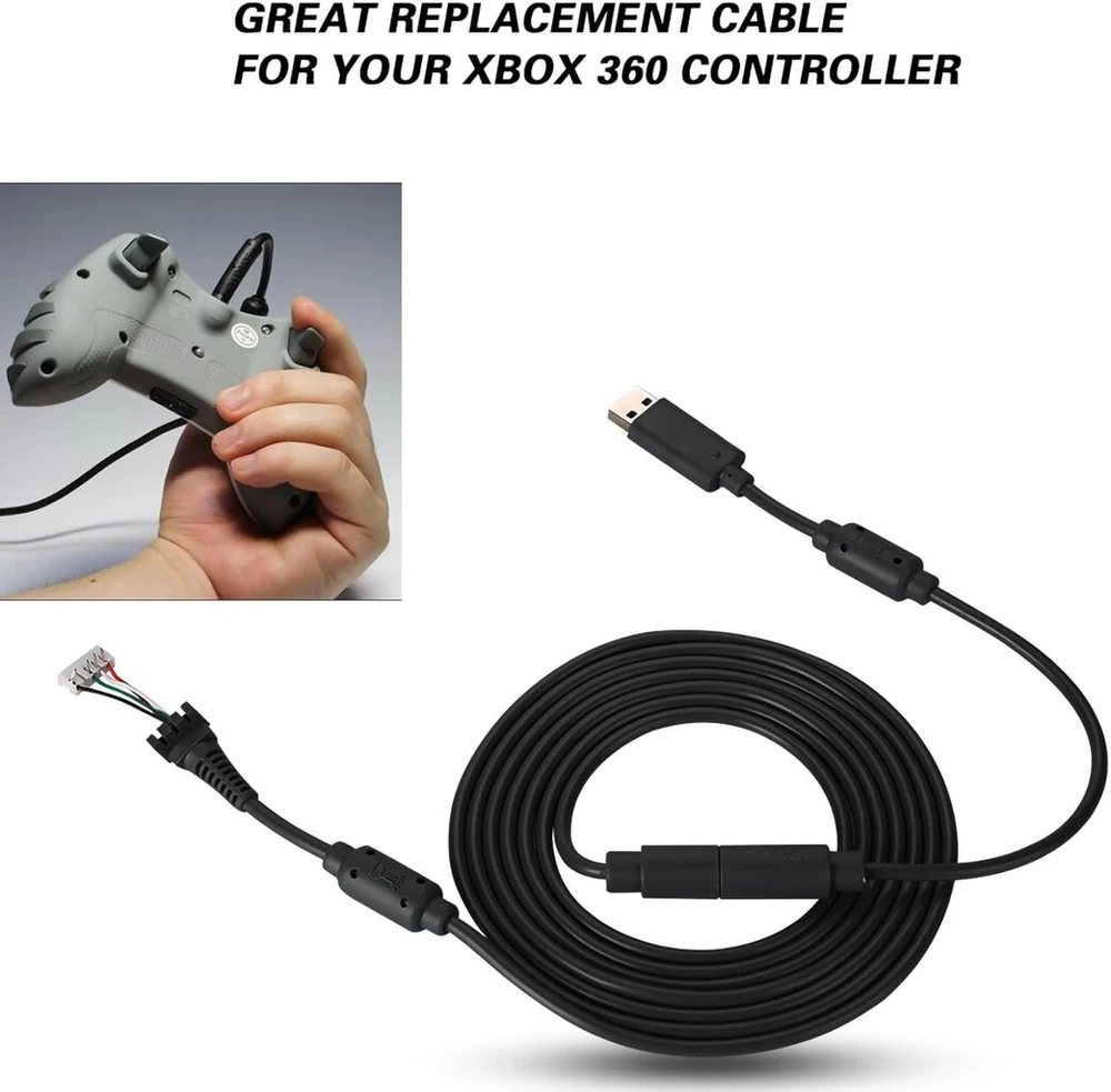 Usb gamepad kabelio pakeitimo kabelis su atjungimo adapteriu, 2,5 metro ilgio, 4 kontaktų dizainas (juodas)