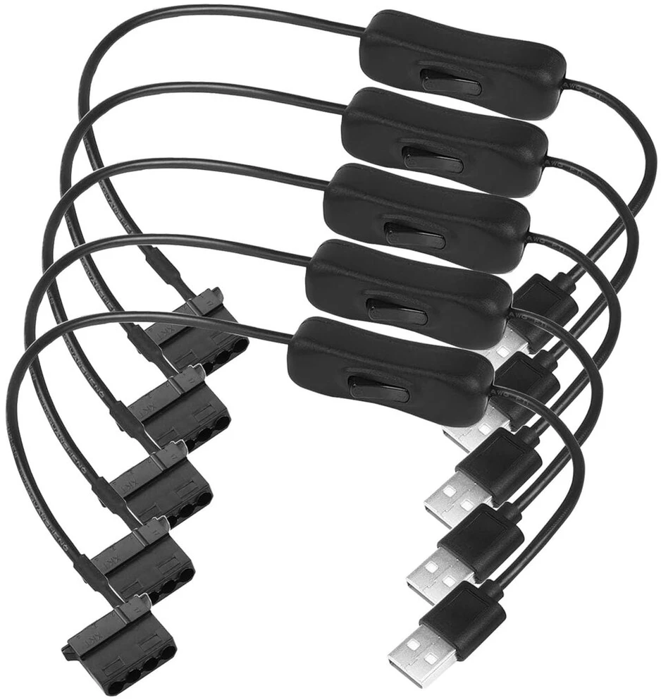 Usb į 4-pin Molex ventiliatoriaus maitinimo laidas su jungikliu (30 cm)