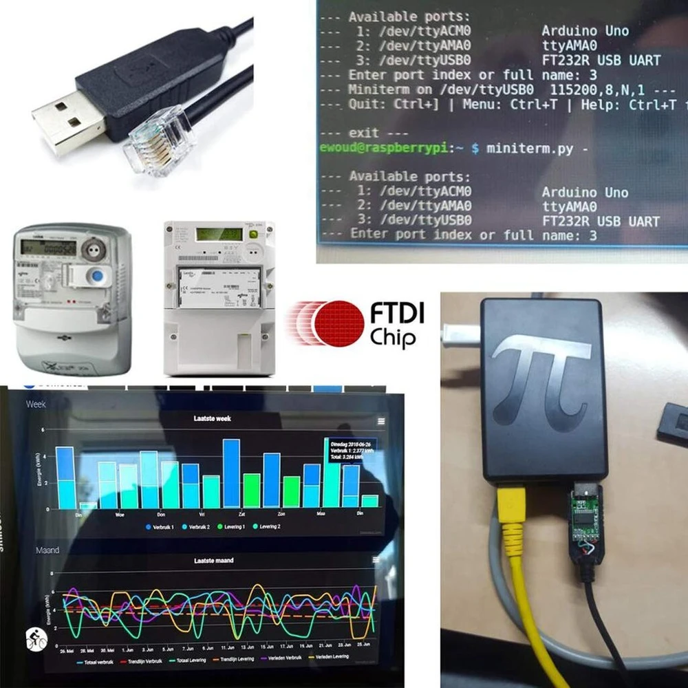 Usb į Rj12 Dsmr kabelis Raspberry Pi, Ftdi lustas