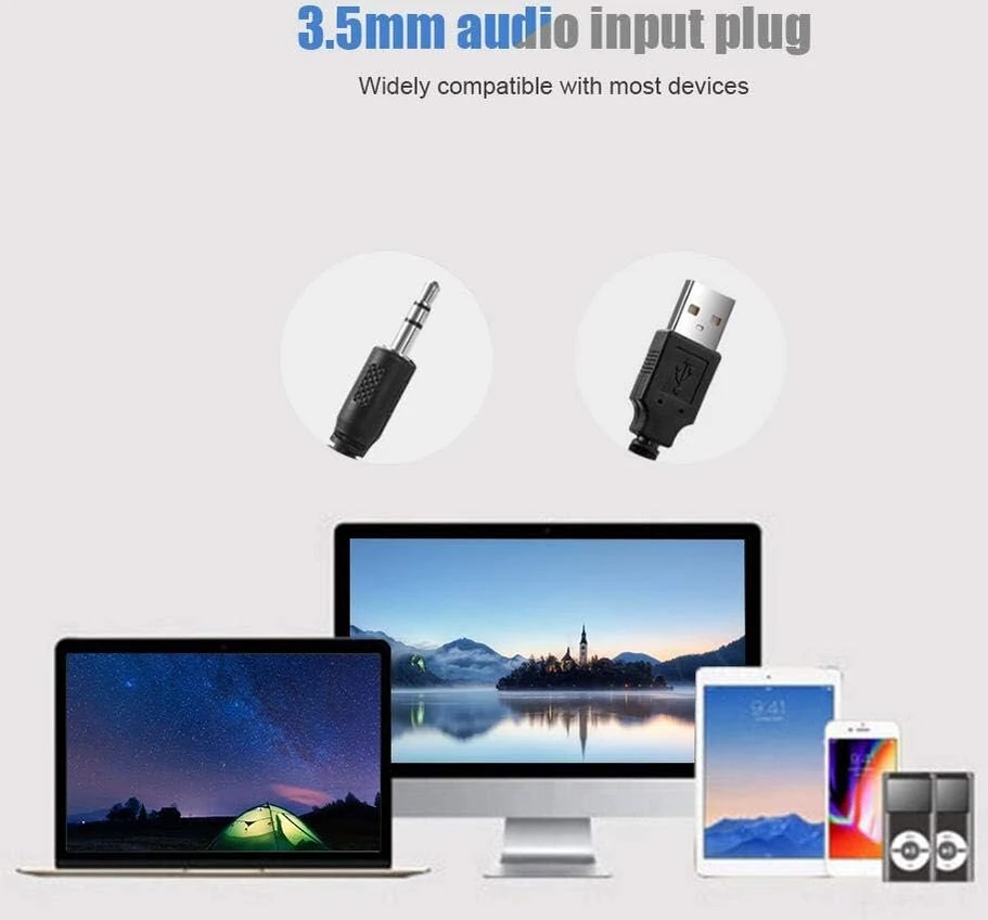 Kompiuterio kolonėlės Usb laidinis soundbar, 3,5 mm stereo soundbar, muzikos grotuvas, žemų dažnių erdvinio garso dėžė, skirta staliniam kompiuteriui, nešiojamam kompiuteriui, televizoriui, išmaniajam telefonui, planšetiniam kompiuteriui, pc, mp3, mp4, nešiojamas žemų dažnių g