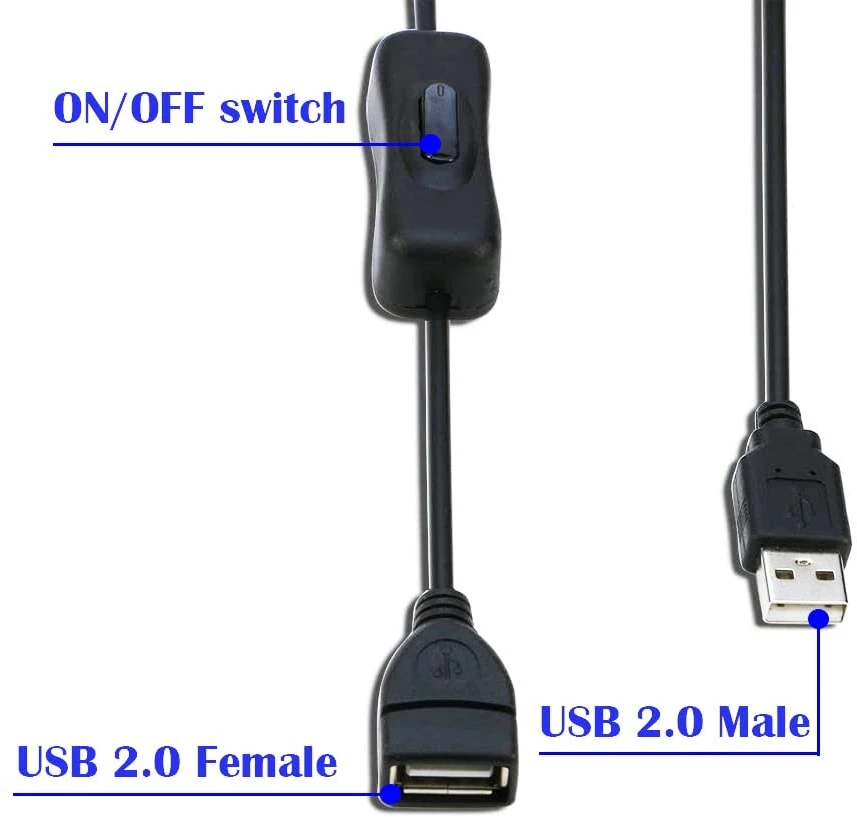 Usb prailginimo laidas su jungikliu, 3 vnt., 1m