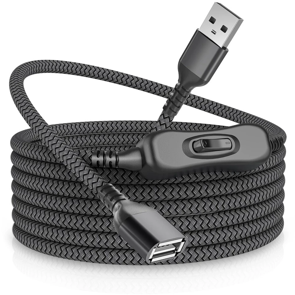 Usb prailginimo laidas su jungikliu 3m
