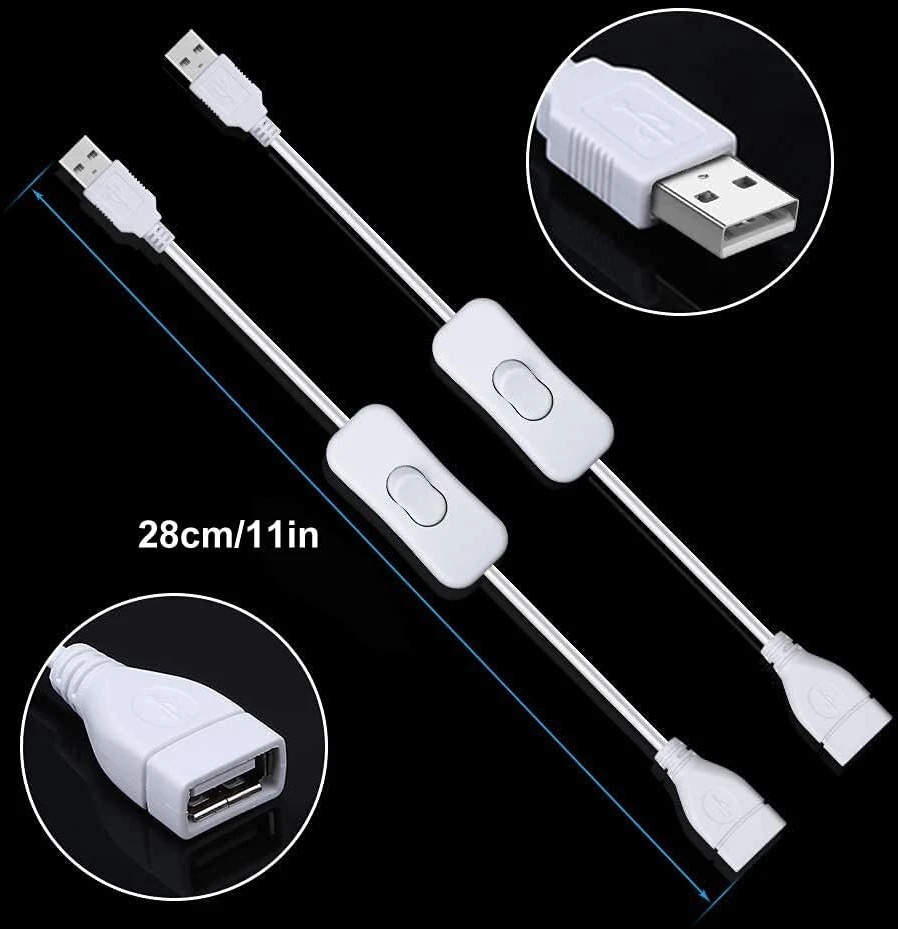 Usb prailginimo laidas su jungikliu (baltas)