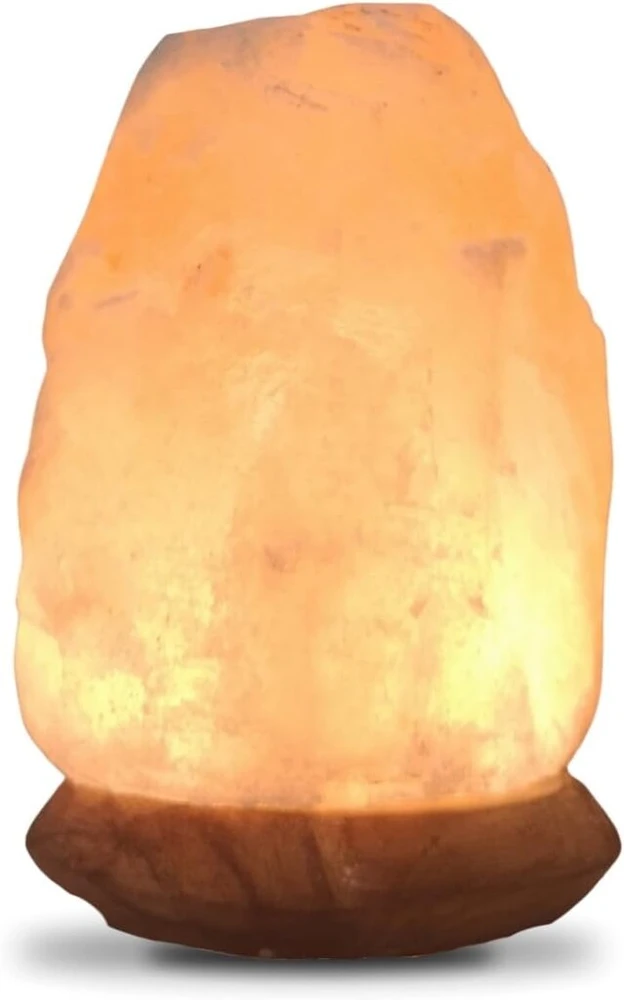 Usb roko druskos usb lempa – 100 % autentiška natūrali himalajų druska iš pakistano druskos kalnagūbrio – rankomis raižyta – medinis pagrindas – usb maitinimo kabelis – apie 500g – Zen'light