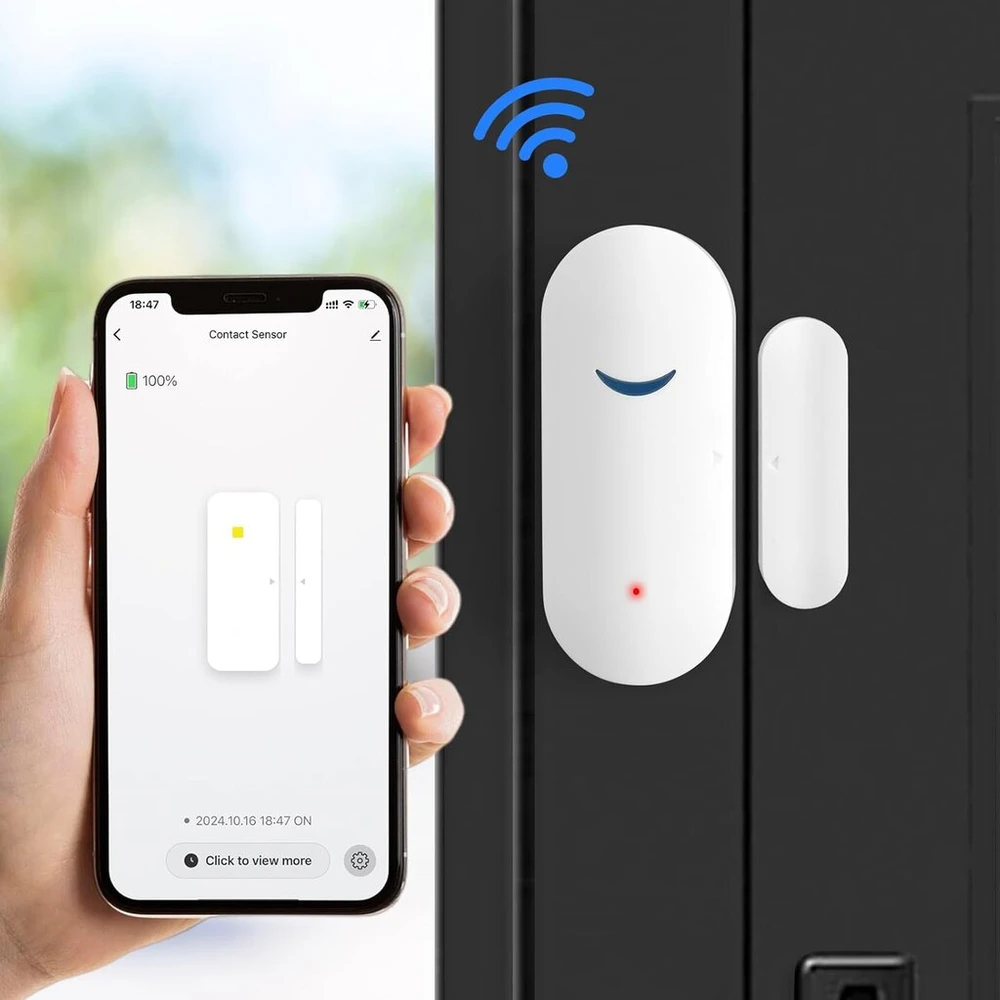Utebit lango signalizacija apsaugai nuo įsilaužimo, mini išmanusis wifi lango jutiklis apsaugai nuo įsilaužimo durų su programėle lango signalizacijos jutiklis namų apsaugos durų signalizacijos sistemos suderinamumas su alexa google