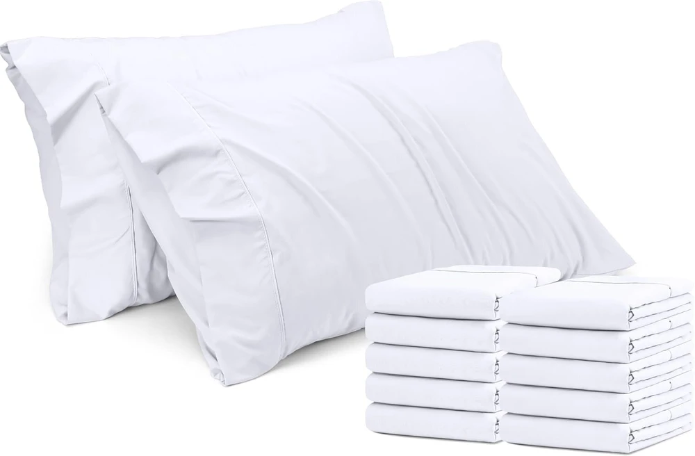 Utopia Bedding Karališkos pagalvės užvalkalai - 12 vnt. pakuotė - uždaras užsegimas - minkštas šlifuotas mikropluošto audinys - atsparūs susitraukimui ir blukimui karališko dydžio pagalvių užvalkalai 50 x 100 cm (balti)