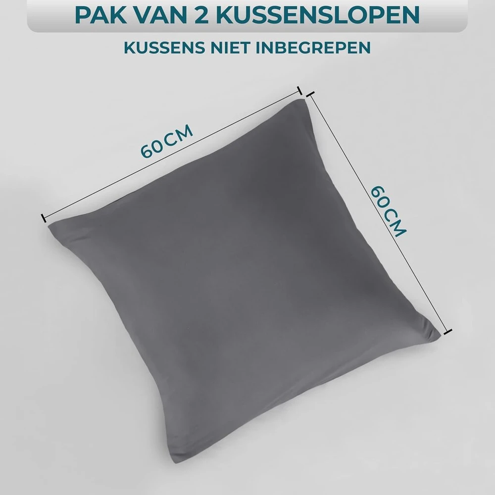 Utopia Bedding - pagalvėlės užvalkalas 60 x 60 cm, 2 vnt. rinkinys - pagalvės užvalkalas 60 x 60 cm, 100% šlifuota mikropluošto medžiaga su užlenkiamu užsegimu - raukšlėms, blukimui ir purvui atsparus pagalvėlių užvalkalai 60 x 60 cm - pilkas