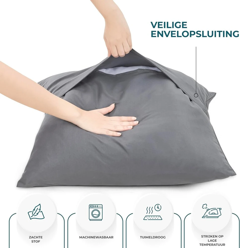 Utopia Bedding - pagalvėlės užvalkalas 60 x 60 cm, 2 vnt. rinkinys - pagalvės užvalkalas 60 x 60 cm, 100% šlifuota mikropluošto medžiaga su užlenkiamu užsegimu - raukšlėms, blukimui ir purvui atsparus pagalvėlių užvalkalai 60 x 60 cm - pilkas