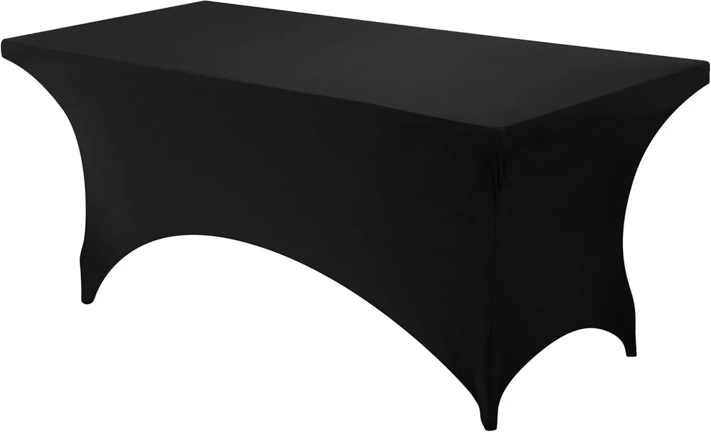 Utopia Kitchen stačiakampė tampri staltiesė 183 cm - spandex aptemptas stalo užtiesalas - juoda