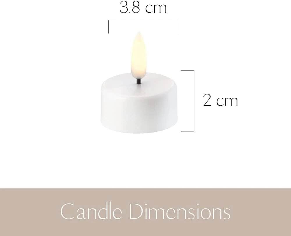Uyuni Lighting Led arbatinės žvakutės 3.9 x 4.7 cm - tealight 400 baltas plain - led arbatinė žvakutė su nuotolinio valdymo pulteliu ir laikmačiu, su baterija, 400 valandų degimo laikas