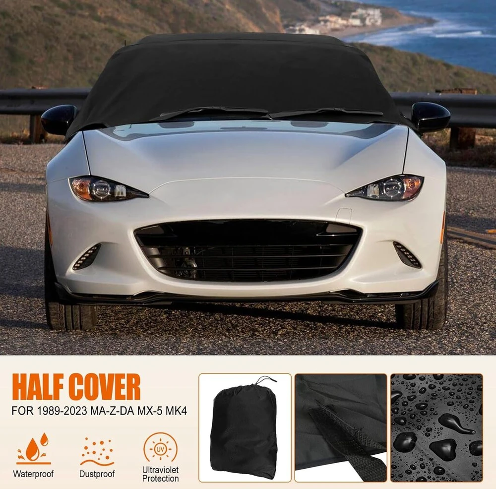 Uzoyfoda pusiau automobilio uždangalas, atsparus vandeniui, skirtas Mazda Mx-5 (1989-2024) viršutinio stogo apsauga 420d Oxford audinys, specialiai pritaikytas transporto priemonei, apsauga nuo Uv spindulių, automobilio uždangalas Mk1/mk2/mk2.5/na/nb, Mk4