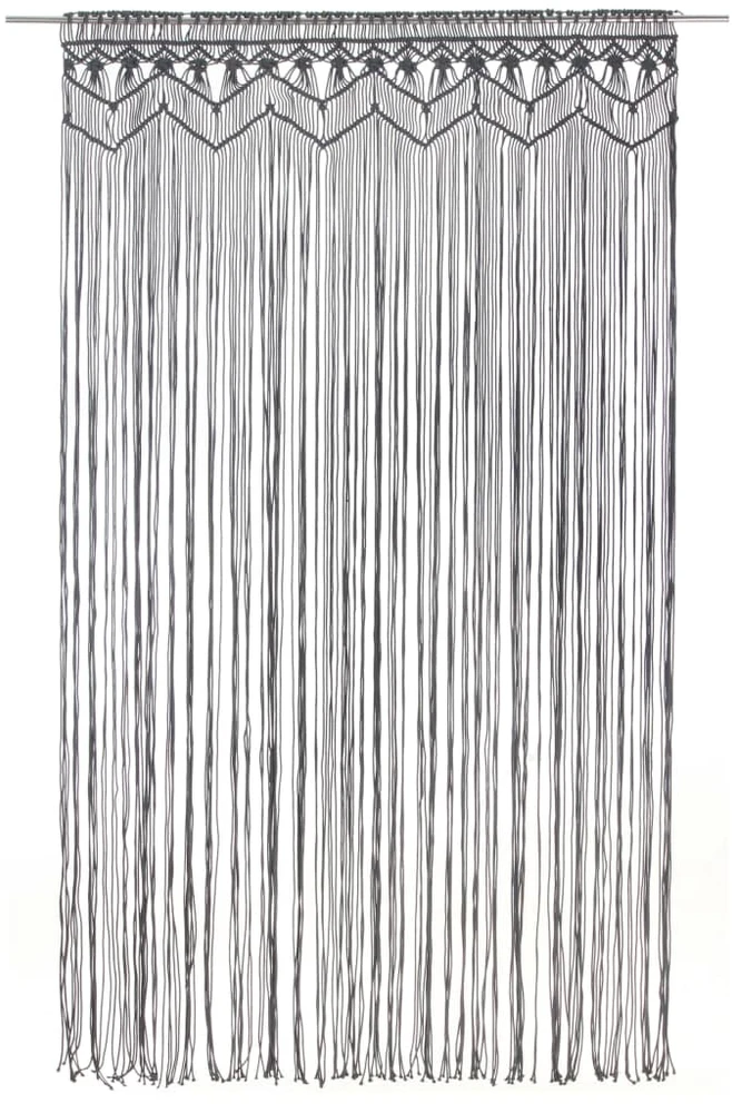 Užuolaida, antracito, 140x240cm, medvilnė, makrame stiliaus