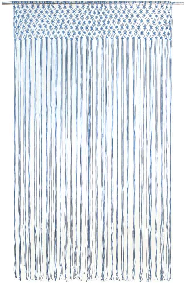Užuolaida, mėlyna, 140x240cm, medvilnė, makrame stilius