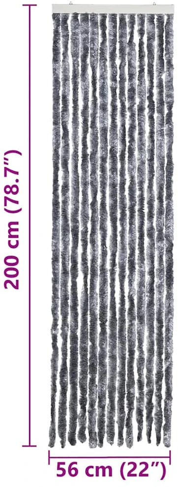Užuolaida nuo vabzdžių, sidabrinės spalvos, 56x200cm, šenilis