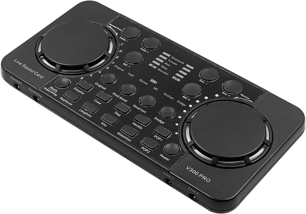 V300 Pro garso plokštė tiesioginei transliacijai, Bluetooth 4.0, triukšmo mažinimas, tiesioginė transliacija, garso plokštė, garso mikšeris tiesioginei transliacijai, įrašymui, vokalams