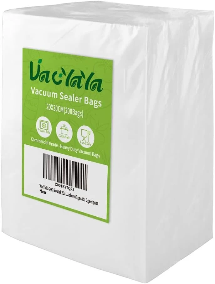 Vacyaya 200 maišeliai 20 x 30 cm vakuuminiai maišeliai maistui, be Bpa, skirti sous vide, tinkami vakuuminiams sandarikliams ir plėvelės sandarinimo įrenginiams