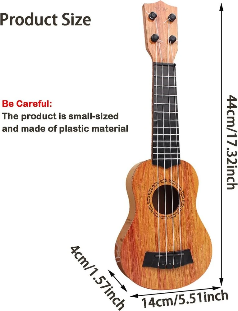 Vaikiška gitara, 44 cm mini gitara, ukulele vaikams, gitara vaikams su 4 reguliuojamomis stygomis, ukulele gitaros žaislas mažyliams, pradedantiesiems, berniukams, mergaitėms, žaislinė gitara (44 cm)