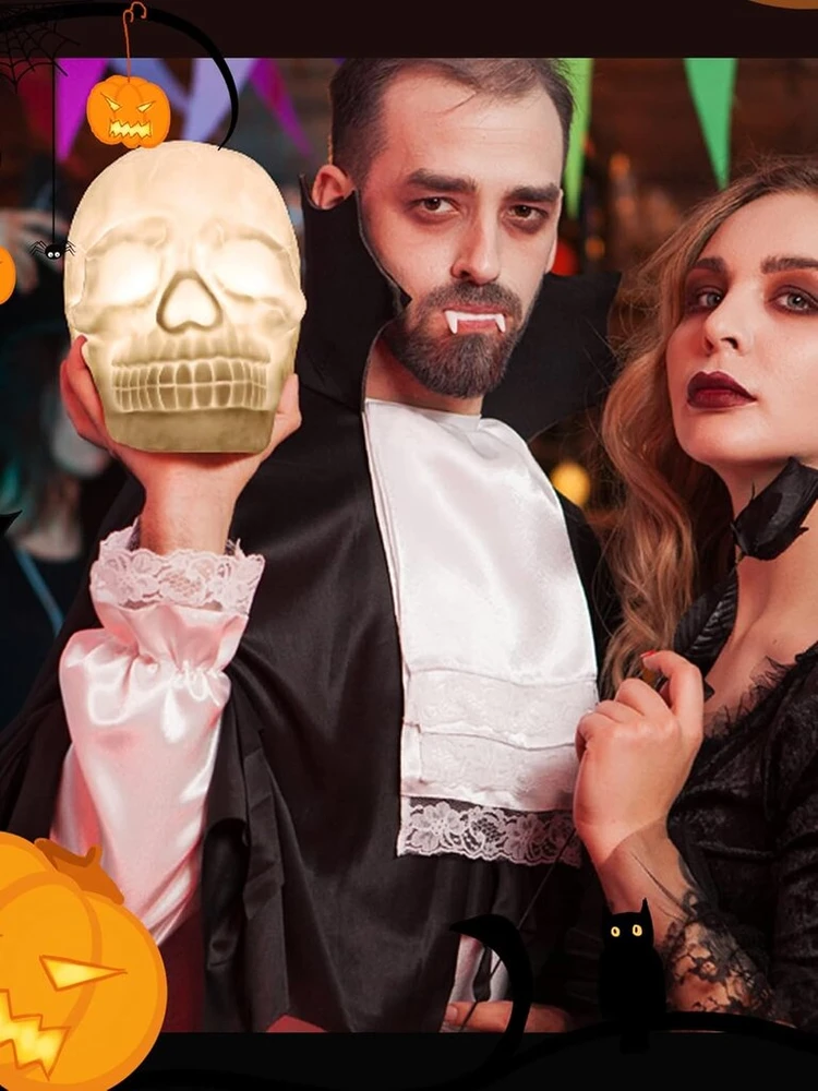 Vaikiška naktinė lemputė, usb įkraunama spalvinga kaukolės galvos pliaukštelėjimo lempa su nuotolinio valdymo naktine lempute, halloween led kaukolės šviesos baro stalo dekoracijos šauni gimtadienio staigmena dekoratyvinė dovana
