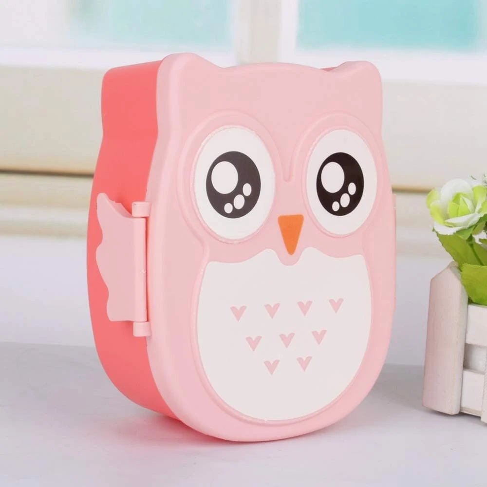 Vaikiška pelėdos formos priešpiečių dėžutė, saugi maistui, tinkama naudoti mikrobangų krosnelėje, boite a gouter hibou konteineris, plastikinis nešiojamas animacinis pelėdos formos priešpiečių dėžutė