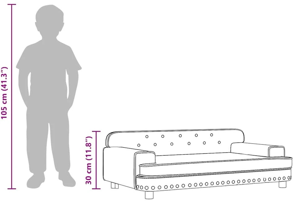 Fotelis Vaikiška sofa, juodos spalvos, 90x53x30cm, aksomas