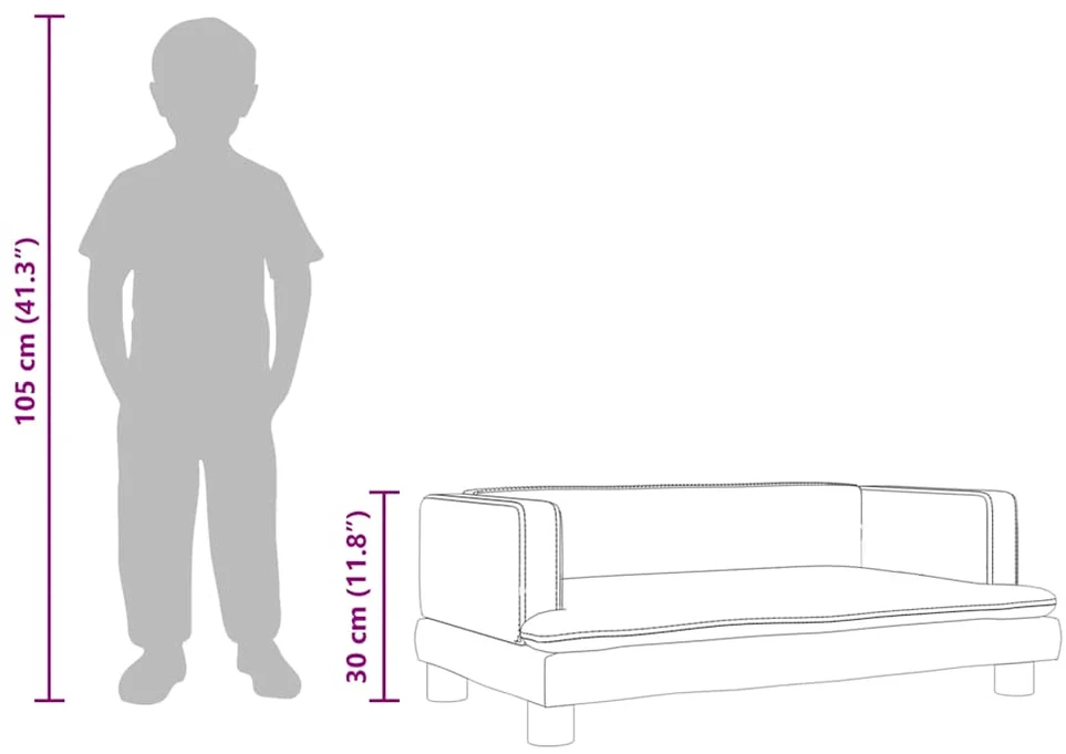 Fotelis Vaikiška sofa, kreminės spalvos, 80x45x30cm, aksomas