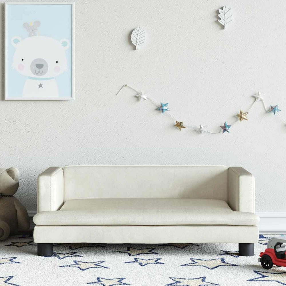 Fotelis Vaikiška sofa, kreminės spalvos, 80x45x30cm, aksomas