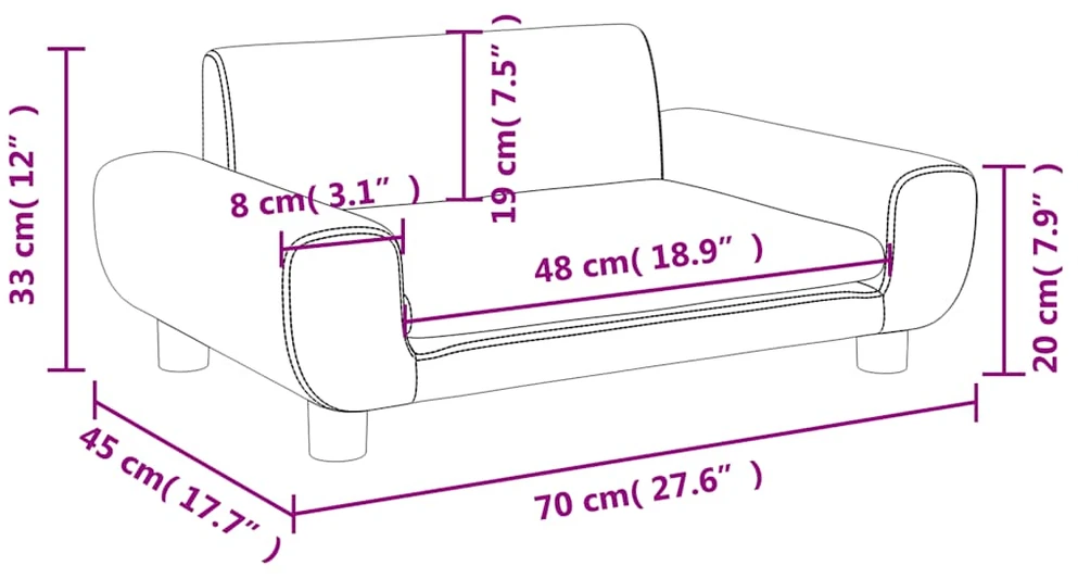 Fotelis Vaikiška sofa, mėlynos spalvos, 70x45x33cm, aksomas