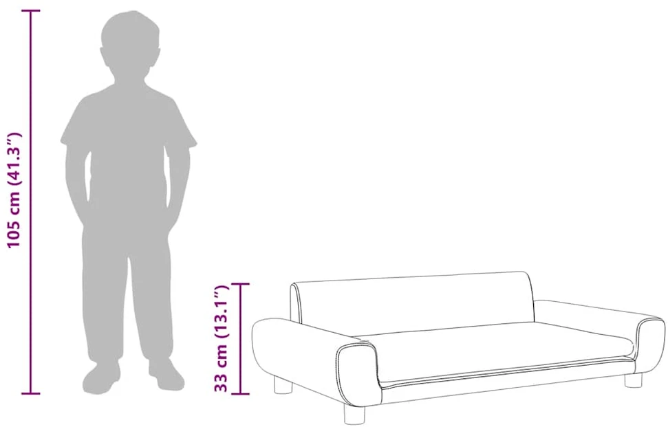 Fotelis Vaikiška sofa, rožinės spalvos, 100x54x33cm, aksomas