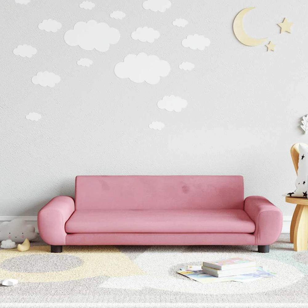 Fotelis Vaikiška sofa, rožinės spalvos, 100x54x33cm, aksomas