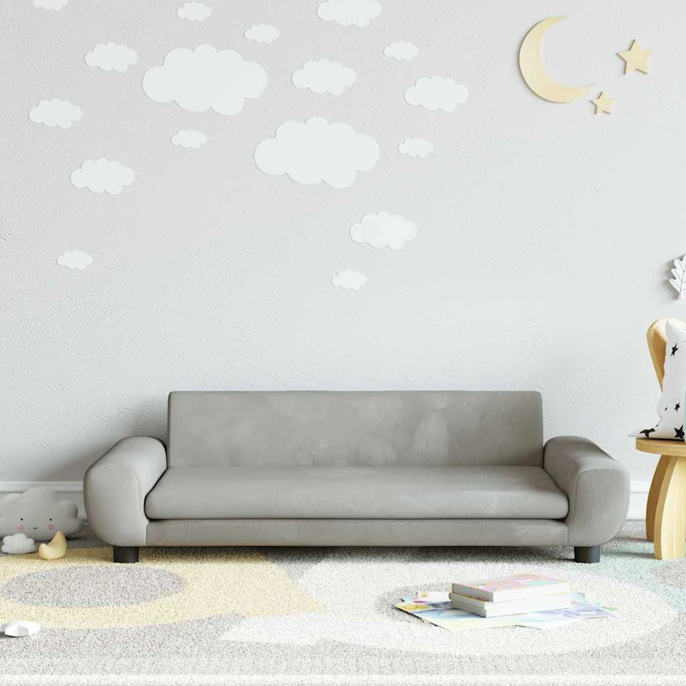 Fotelis Vaikiška sofa, šviesiai pilkos spalvos, 100x54x33cm, aksomas
