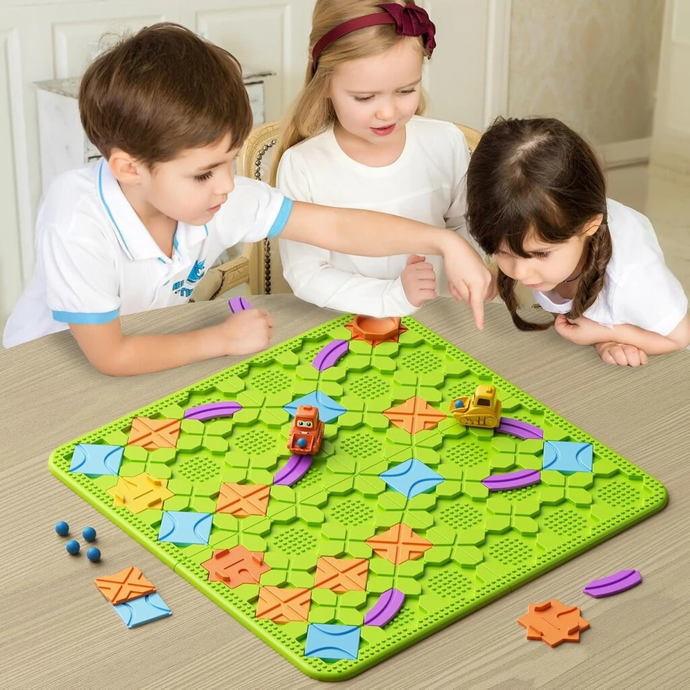 Vaikiški stalo žaidimai - didelis loginis kelio konstruktoriaus galvosūkis, labirinto žaidimai 4 5 6 7 metų berniukams mergaitėms, lavinantys žaidimai montessori, skirti keliems žaidėjams, dovanos vaikams